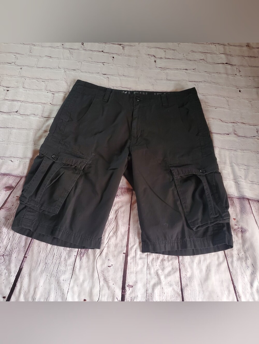 Calvin Klein Black Cargo Utility Shorts Grunge Festival Streetwear Men's Size 32